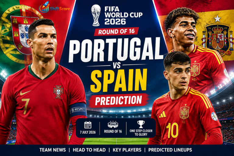 Cristiano Ronaldo and Spain players during the Portugal vs Spain FIFA World Cup 2026 Round of 16 match preview.