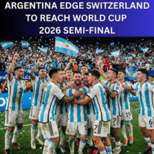 Lionel Messi celebrates with Alexis Mac Allister, Julian Alvarez and Lautaro Martinez after Argentina defeated Switzerland in the FIFA World Cup 2026 quarter-final.