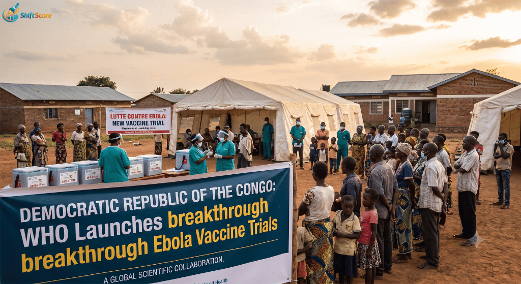 Healthcare worker preparing a new Ebola vaccine during WHO clinical trials in the Democratic Republic of the Congo.