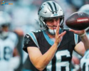 Carolina Panthers undrafted rookie quarterback Haynes King in action during the 2026 Hall of Fame Game against the Arizona Cardinals.